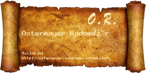 Ostermayer Radomér névjegykártya